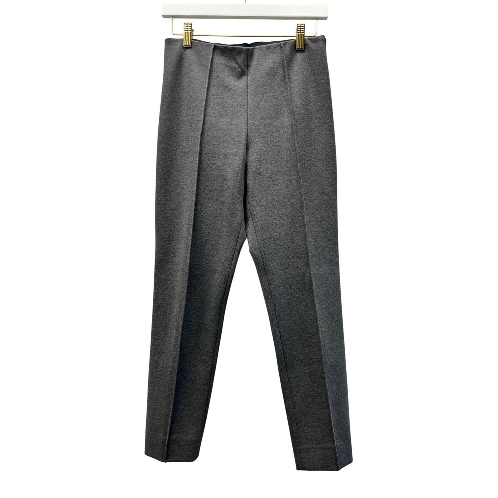 ATM Ponte Knit Trousers Womens 4 Gray Excellent Slim Leg Side Zip Slit Hem